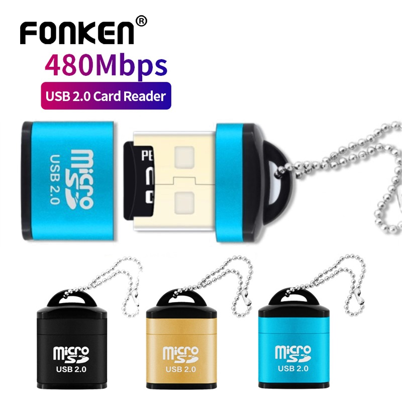 FONKEN USB Card Reader Micro SD TF Card Mini Adapter For Computer Laptop 480Mpbs Data Transfer USB Audio Reader