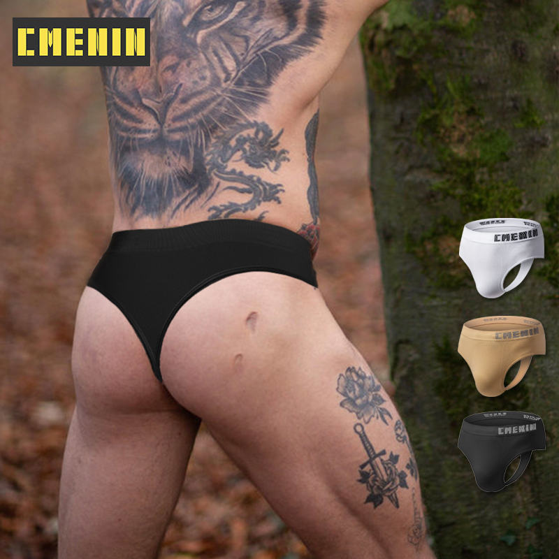 CMENIN 1Pcs nylon Stripe Quick Dry Men Underwear Thong Men Jockstraps Hot Sale Jockstrap Mens Thongs G strings Pouch CM103