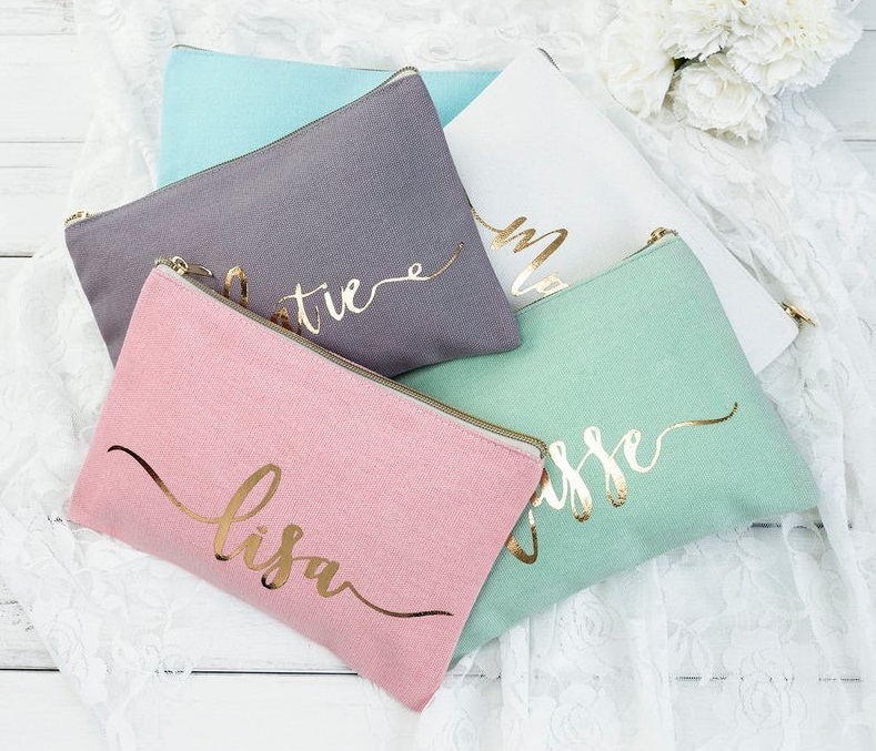 Alskar® Bridal Party Makeup Bag Cosmetic Zipper Pouch Bag Personalised Gift Bridesmaid Gift Birthday Wedding Present Customised Travel Pouch