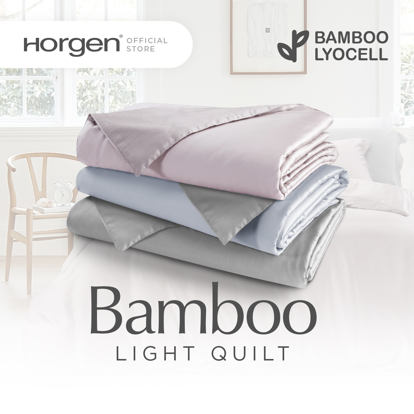 (Bamboo Quilt Blanket) Horgen Silky Soft Bamboo Lyocell Light Summer Quilt Blanket Reversible Colors (4 Size Options)