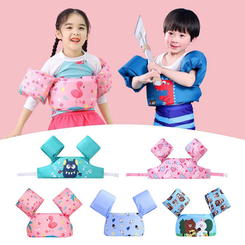 Kids Pool Floats For 2-6, Swim Vest With Water Wings For 30-50 Pounds Boys And Girls Best Toddlers Life Jacket Floatation In Puddle Beach Cartoon Animals Floaties