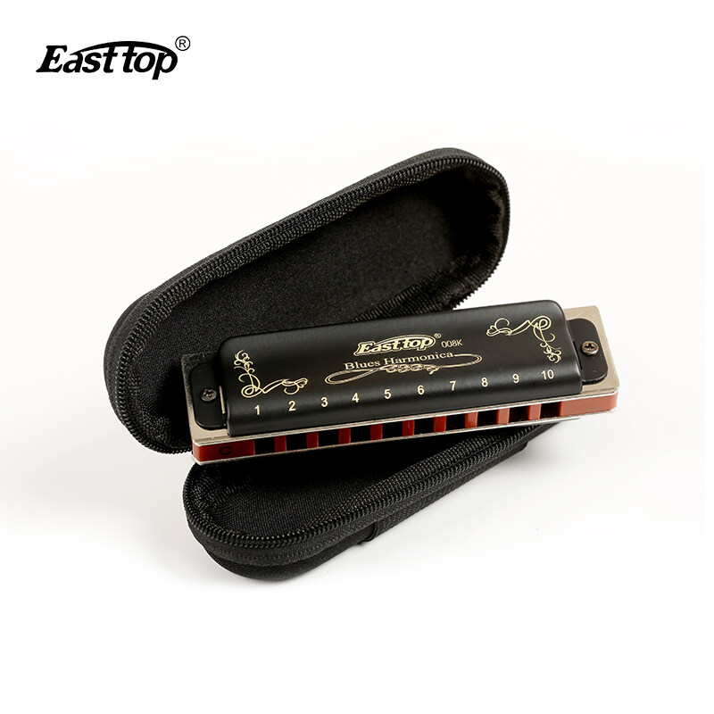 Easttop Harmonica 10 Hole 20 Tone Diatonic Blues Harmonica Mouth Organ with Case Top Grade for Professional Player Beginner Students Children Kids Birthday Gift T008K