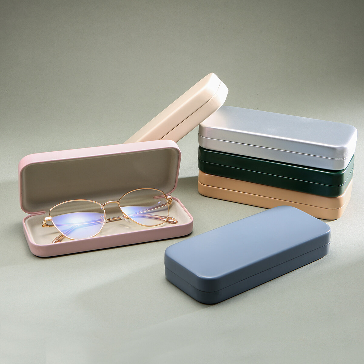 OQ BOGA 7 Colors Leather Plastic Iron Fashion Portable Unisex Hard Shell Eyewear Cases Men Women Sunglasses Eyeglasses Protective Box