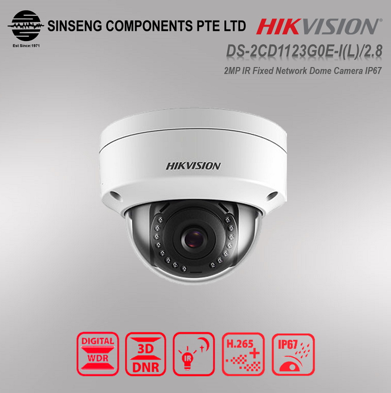 Hikvision 2MP IR Fixed Network Dome Camera (1920 × 1080 20fps, IP67, IK10,  30M IR Range, 2.8mm Fixed Lens)