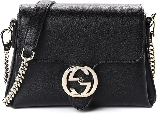 Gucci Interlocking G Black Leather Chain Shoulder Bag 510302