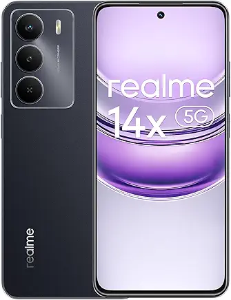 realme 14x 5G Smartphone 8+256GB, Carbon Black, 6.67 inch Screen, 120Hz Display, 5000mAh Battery, 50MP AI Camera, MediaTek Dimensity 6300, ArmorShell Protection, IP64